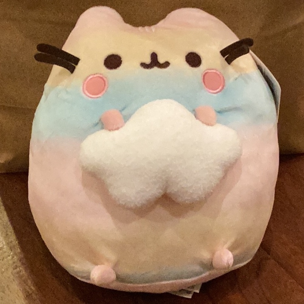 NEW Pastel Rainbow Stuffed Animal Cat Pusheen with Cloud
